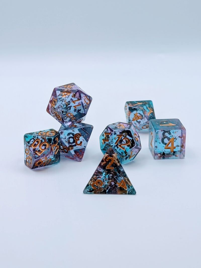 Glimmerfall - 7 Piece DnD Dice Set | Acrylic RPG Gaming Dice