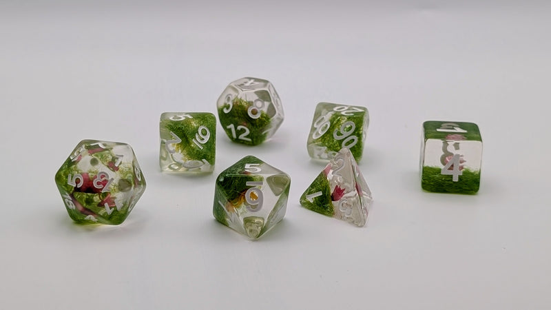 Feyflower - 7 Piece DnD Dice Set | Acrylic RPG Gaming Dice