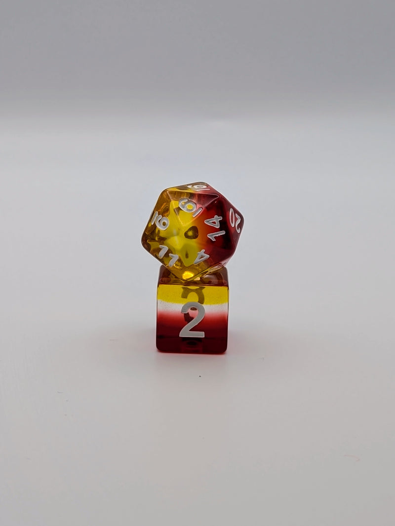 Mythical Inferno - 7 Piece DnD Dice Set | Acrylic RPG Gaming Dice