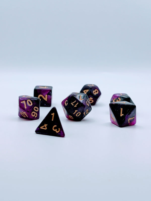 Astral Veil- 7 Piece DnD Dice Set | Acrylic RPG Gaming Dice