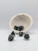 Starfall - 7-Piece Black & Holographic Glitter Dice Set for D&D