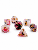 Heart of Shadows – Rose & Black Resin 7-Piece D&D Dice Set