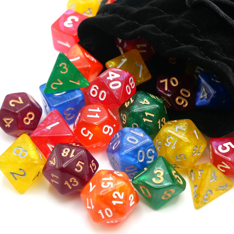 Rainbow Bundle - 6 Set Bundle w/ Dice Bag - 7 Piece DnD Dice Sets | Acrylic RPG Gaming Dice