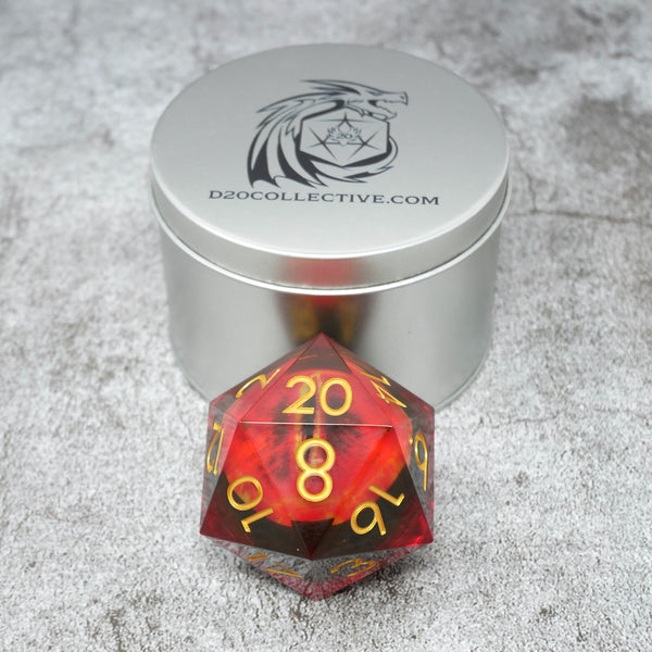 Sauron's Eye | Giant D20 Moving Eye DnD Dice | Acrylic RPG Gaming Dice