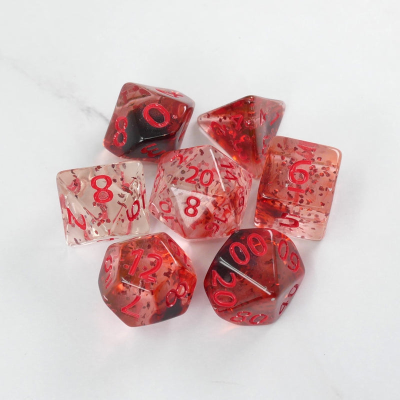 Shattered Heart - 7 Piece DnD Dice Set | Acrylic RPG Gaming Dice