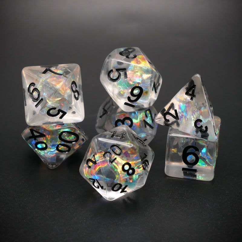 St. Elmo's Fire - 7 Piece DnD Dice Set | Acrylic RPG Gaming Dice