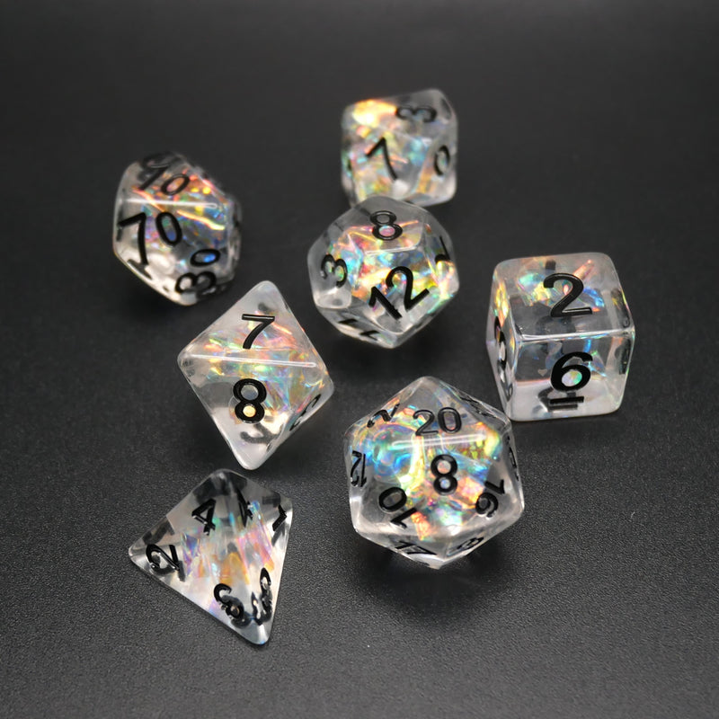 St. Elmo's Fire - 7 Piece DnD Dice Set | Acrylic RPG Gaming Dice