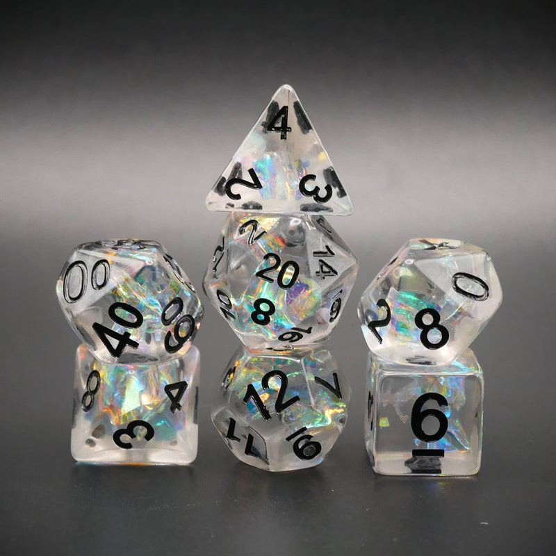 St. Elmo's Fire - 7 Piece DnD Dice Set | Acrylic RPG Gaming Dice