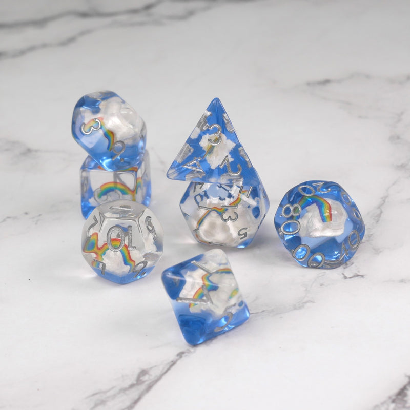 Storm's Resolution - 7 Piece DnD Dice Set | Acrylic RPG Gaming Dice