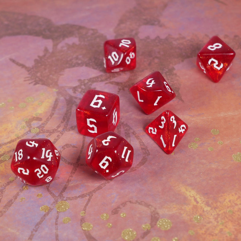 Tiamat's Heart - 7 Piece DnD Dice Set | Acrylic RPG Gaming Dice