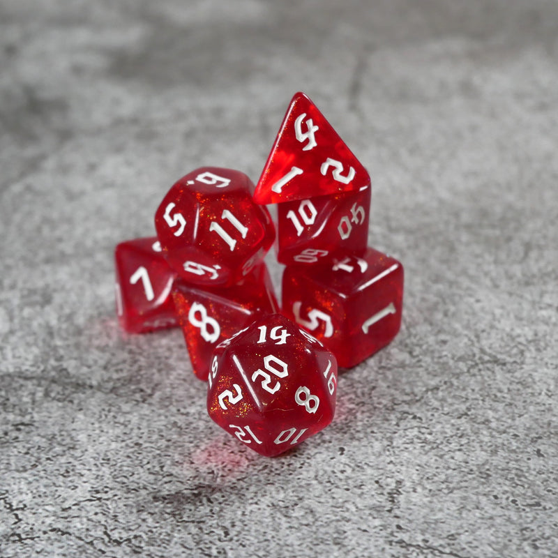 Tiamat's Heart - 7 Piece DnD Dice Set | Acrylic RPG Gaming Dice