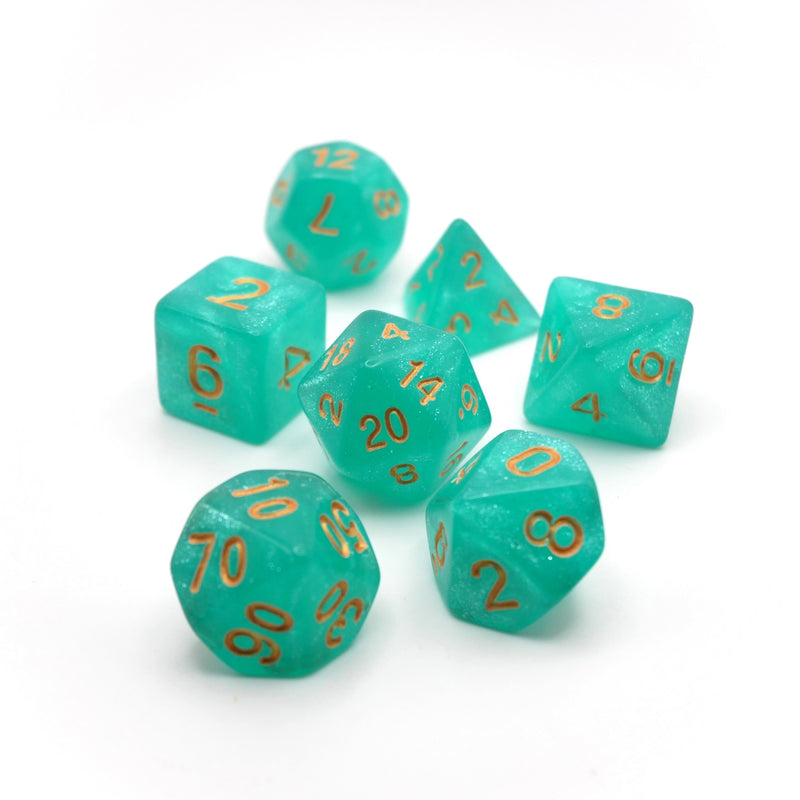 Vaporeon's Tail- 7 Piece DnD Dice Set | Acrylic RPG Gaming Dice