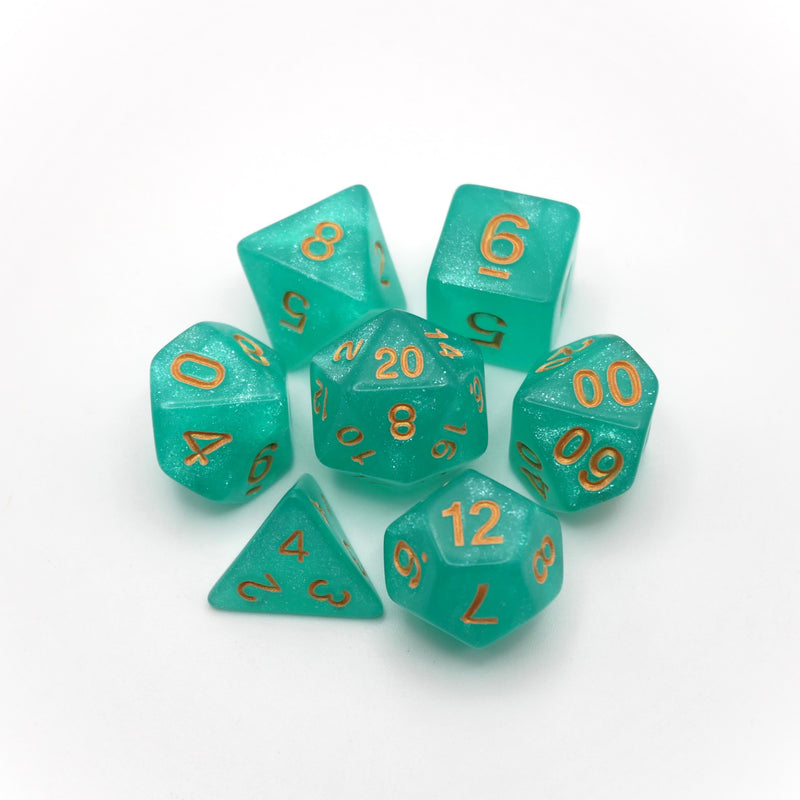 Vaporeon's Tail- 7 Piece DnD Dice Set | Acrylic RPG Gaming Dice