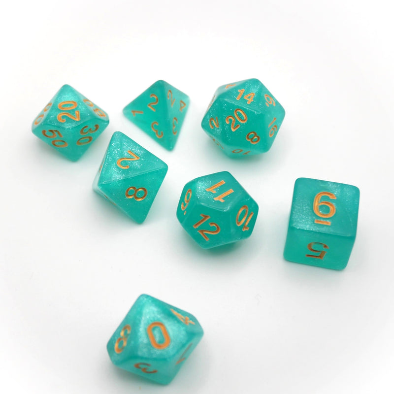 Vaporeon's Tail- 7 Piece DnD Dice Set | Acrylic RPG Gaming Dice