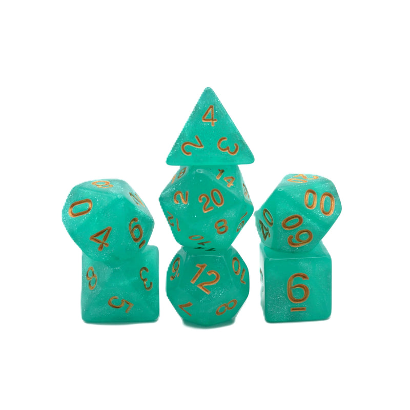 Vaporeon's Tail- 7 Piece DnD Dice Set | Acrylic RPG Gaming Dice