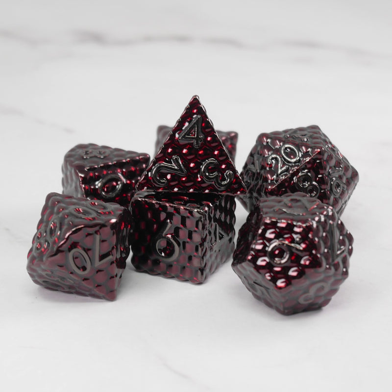 Zealot's Bloodwoven Armor - 7 Piece DnD Dice Set | Metal RPG Gaming Dice