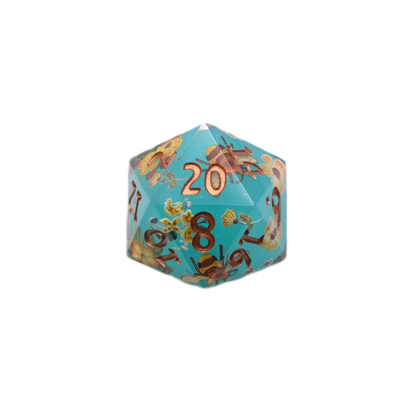 Blue Honey - 7 Piece Sharp Edge DnD Dice Set | Acrylic RPG Gaming Dice