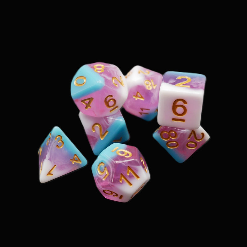 Creamsicle of Doom - 7 Piece DnD Dice Set | Acrylic RPG Gaming Dice