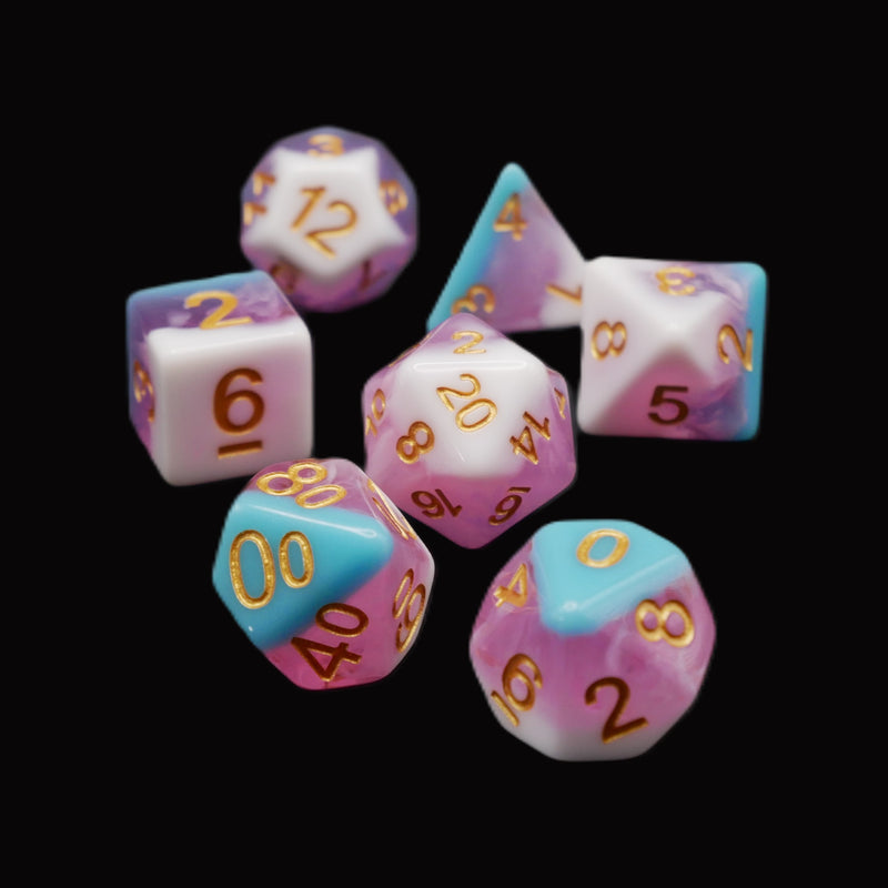 Creamsicle of Doom - 7 Piece DnD Dice Set | Acrylic RPG Gaming Dice