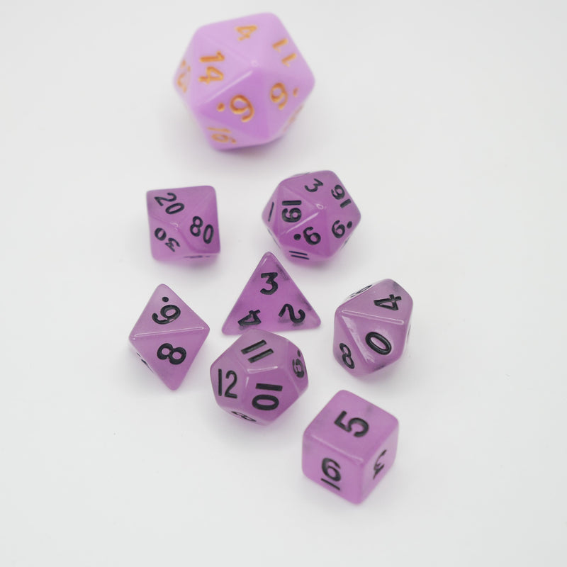 Fey Lights - Glowing - 7 Piece DnD Dice Set | Mini Acrylic RPG Gaming Dice