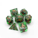 Green Slaadi's Eye - 7 Piece Moving Eye DnD Dice Set | Acrylic RPG Gaming Dice