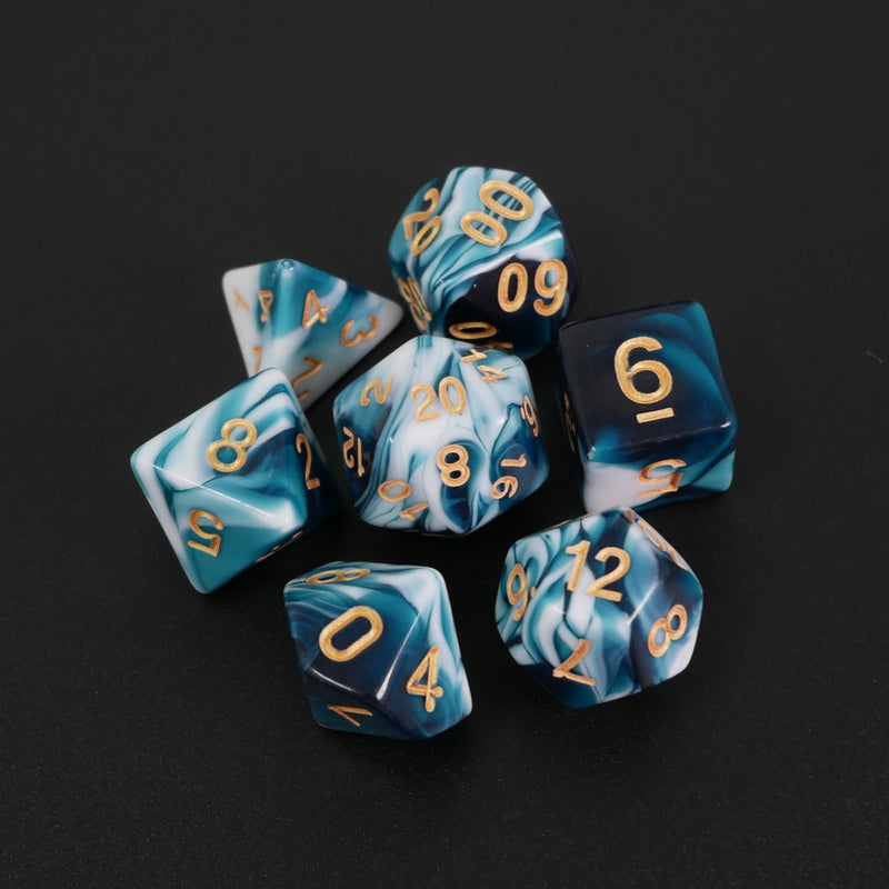 Marbled Malice - 7 Piece DnD Dice Set | Acrylic RPG Gaming Dice