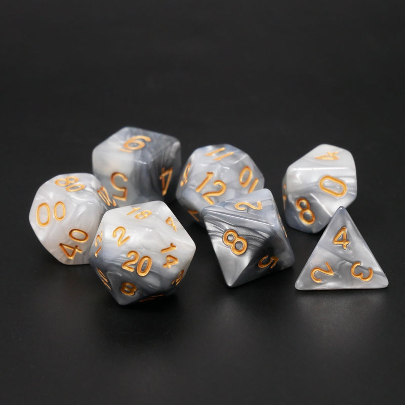 Oyster Shell - 7 Piece DnD Dice Set | Acrylic RPG Gaming Dice