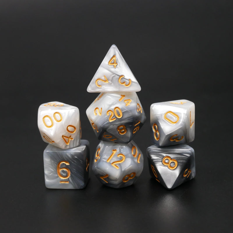 Oyster Shell - 7 Piece DnD Dice Set | Acrylic RPG Gaming Dice