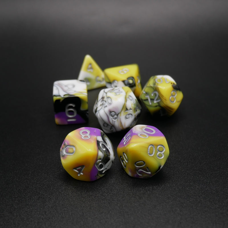 Panic Abstraction - 7 Piece DnD Dice Set | Acrylic RPG Gaming Dice