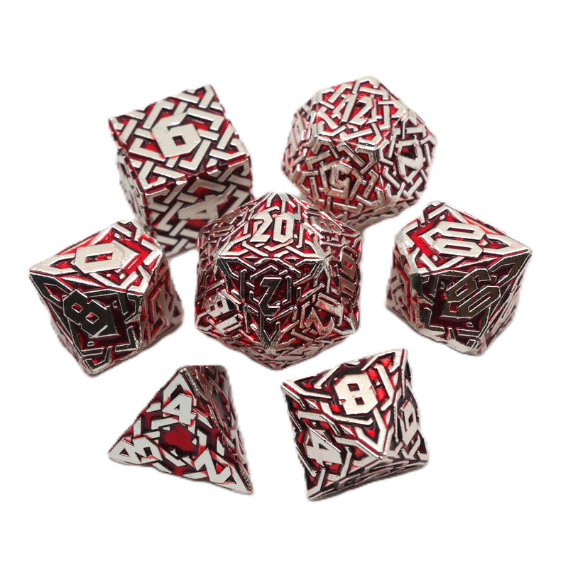 Silverfire - 7 Piece DnD Dice Set | Metal RPG Gaming Dice