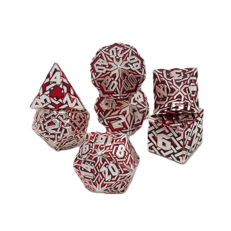 Silverfire - 7 Piece DnD Dice Set | Metal RPG Gaming Dice