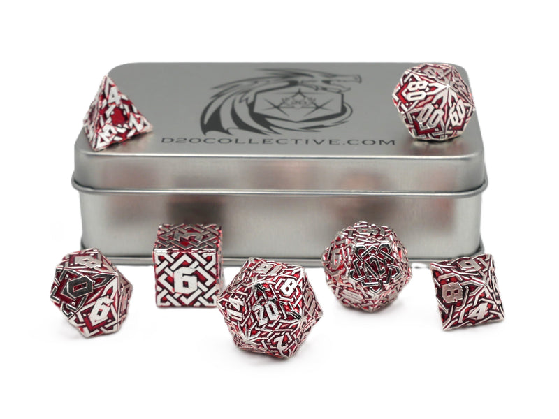 Silverfire - 7 Piece DnD Dice Set | Metal RPG Gaming Dice