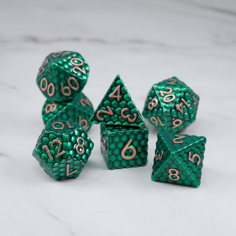 Tidewater Carapace - 7 Piece DnD Dice Set | Metal RPG Gaming Dice
