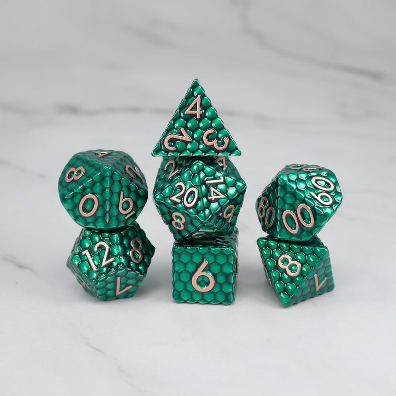 Tidewater Carapace - 7 Piece DnD Dice Set | Metal RPG Gaming Dice