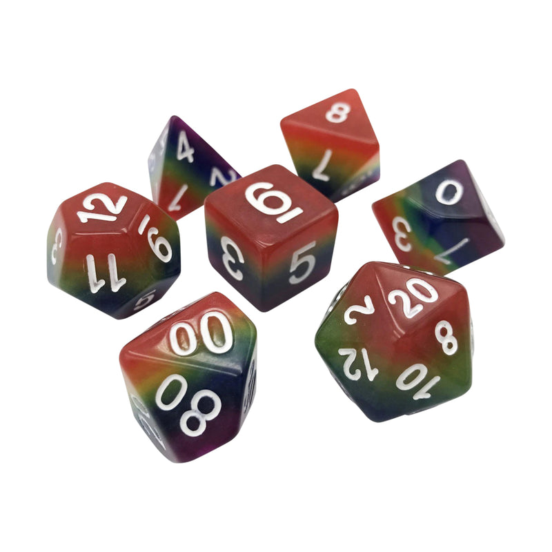 Rainbow - 7 Piece DnD Dice Set | Acrylic RPG Gaming Dice