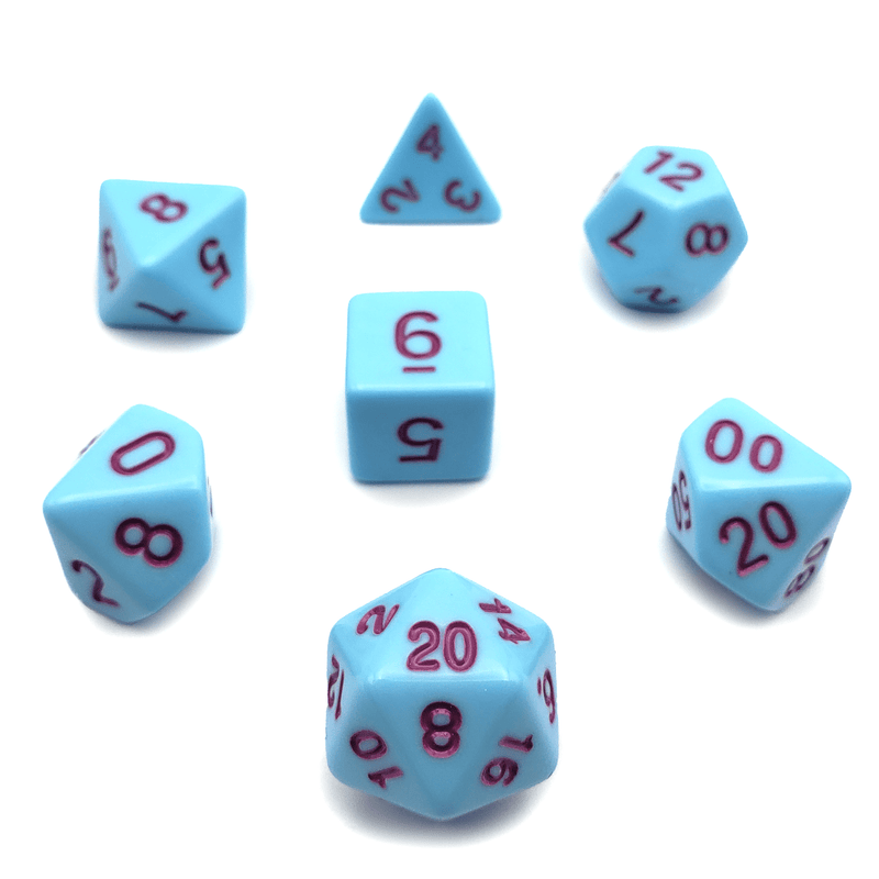 Bluebird - D20 Collective - Dice - DND Tabletop RPG Dice - .48, 7 Piece Sets, Acrylic, Blue, Dice, Dice and Tokens, Dice Sets, dicecolor_Blue, diceluminescence_None, diceluminescencel_None, dicematerial_Acrylic, dicenumber color_Purple, dicenumber_magenta, dicenumber_pink, diceopacity_Solid, dicepattern_Solid, dicesize_Standard, Gaming Dice, material_Acrylic, None, Plastic Dice, Purple, Solid, Standard, under10