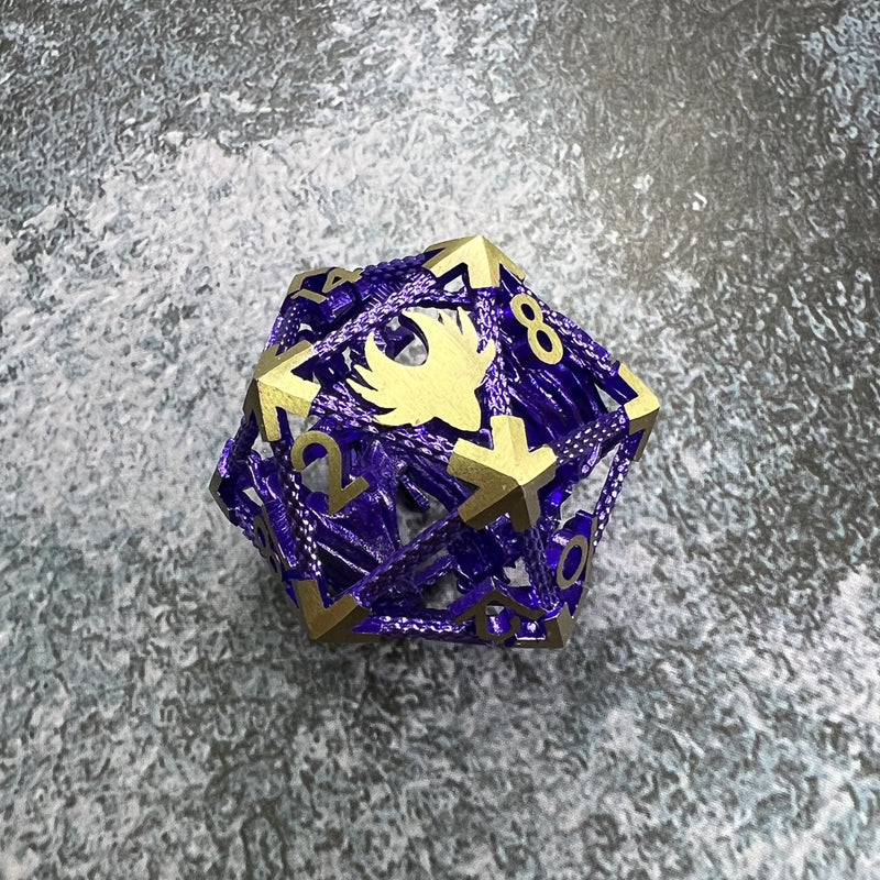 Ancient Amethyst Dragon - Giant D20 Hollow Metal DnD Dice | RPG Gaming Dice