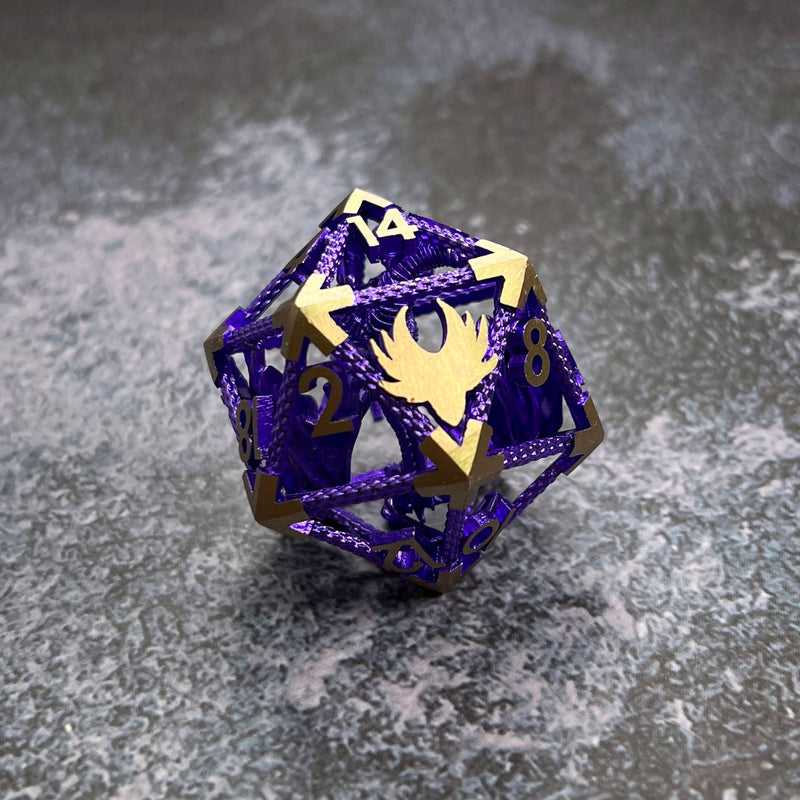 Ancient Amethyst Dragon - Giant D20 Hollow Metal DnD Dice | RPG Gaming Dice
