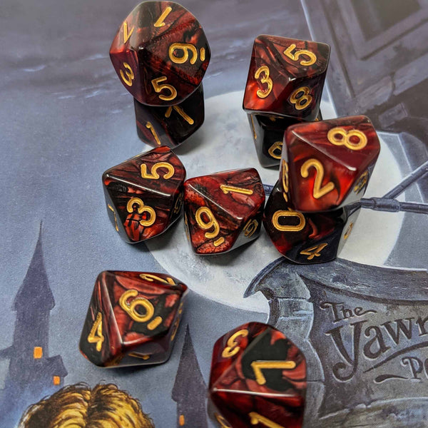 Blood Onyx 10d10 - DnD Dice Set | Acrylic RPG Gaming Dice