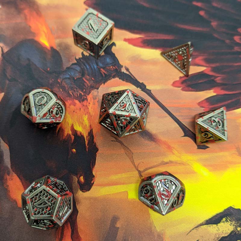 Dragon Slayer - 7 Piece DnD Dice Set | Metal RPG Gaming Dice