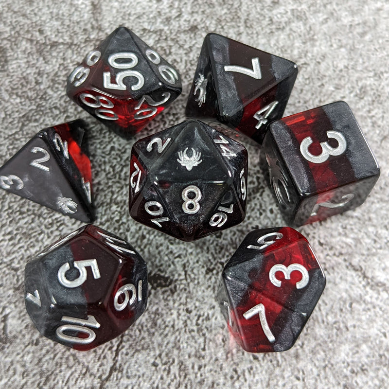 Forgotten Ruby - 7 Piece DnD Dice Set | Acrylic RPG Gaming Dice