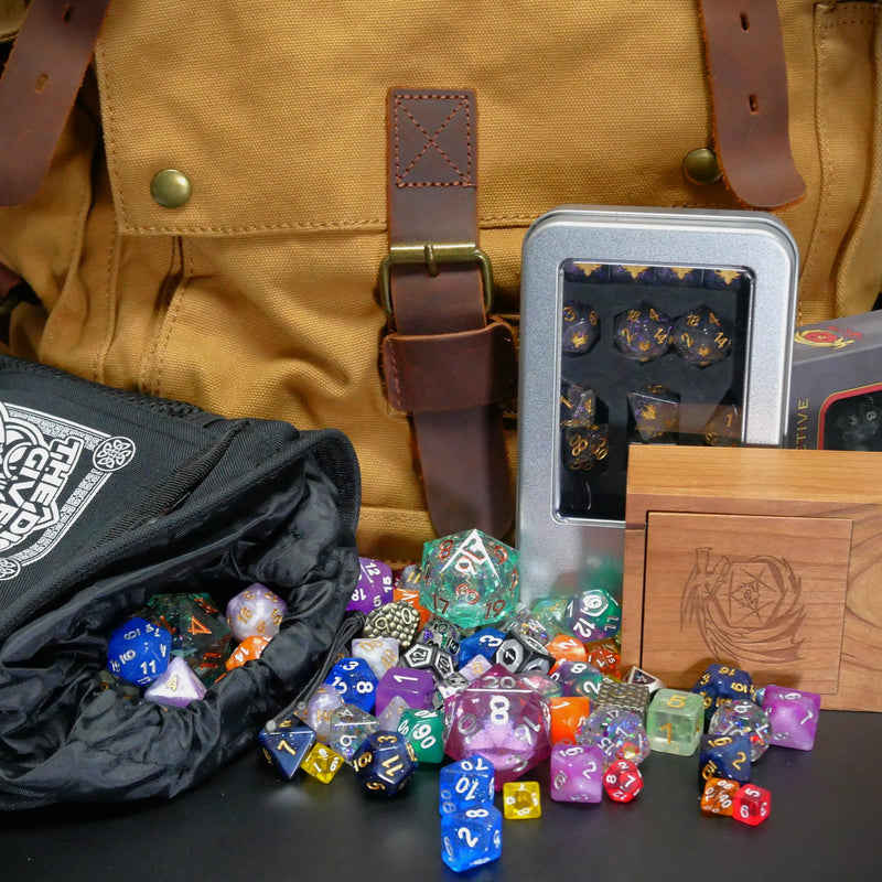 Mystery Supply - Backpack of Holding + 7 DnD Dice Sets + 1 Accessory