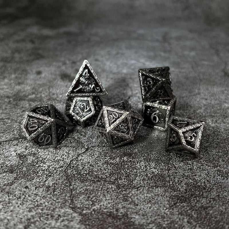 Nocturne of Shadow - 7 Piece DnD Dice Set | Metal RPG Gaming Dice