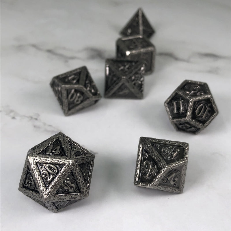 Nocturne of Shadow - 7 Piece DnD Dice Set | Metal RPG Gaming Dice