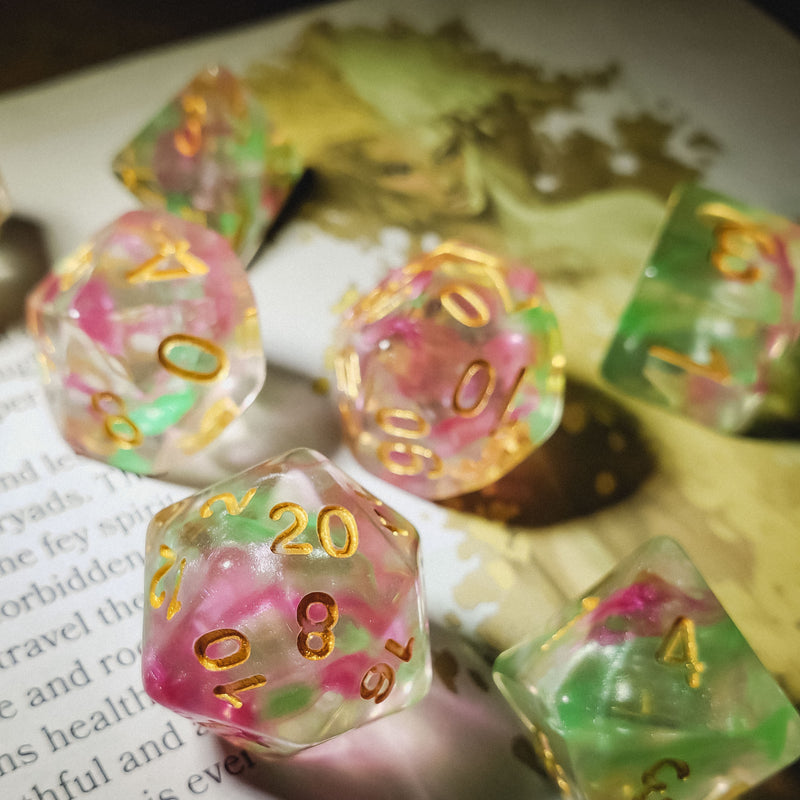 Hedronic Serenity - 14 Piece DnD Dice Set | Acrylic RPG Gaming Dice