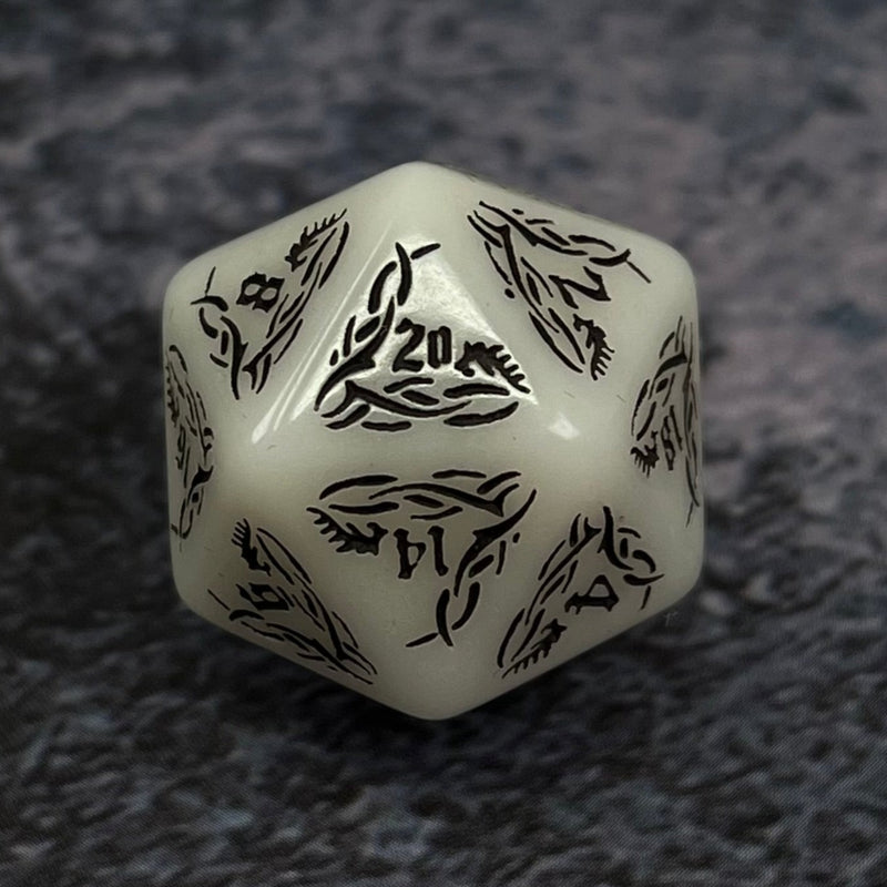 Sinister Specter - Glowing 7 Piece DnD Dice Set | Acrylic RPG Gaming Dice