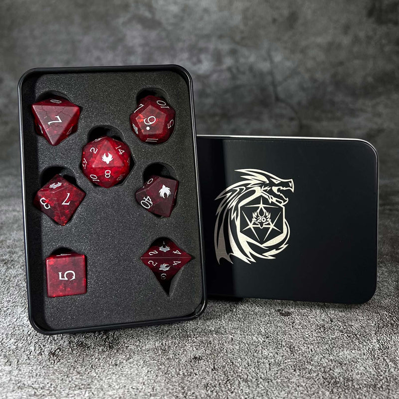 Tainted Harkonnen Industry - 7 Piece DnD Dice Set | Gemstone RPG Gaming Dice