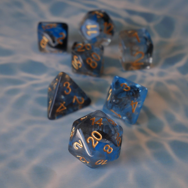 Leviathan's Wave - 7 Piece DnD Dice Set | Acrylic RPG Gaming Dice