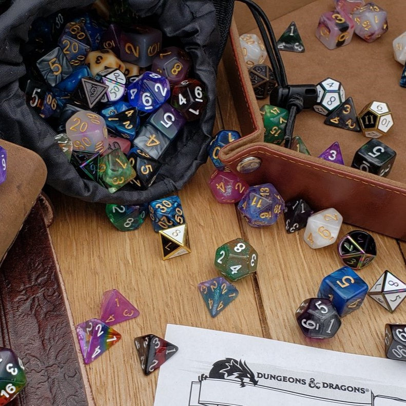 Mystery Supply - Backpack of Holding + 7 DnD Dice Sets + 1 Accessory