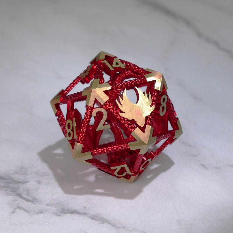 Ancient Red Dragon | Giant D20 Hollow Metal DnD Dice | RPG Gaming Dice